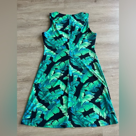 Tommy Hilfiger Tropical Leaf Print Sleeveless Dress Blue Green Size 8 - Picture 5 of 5